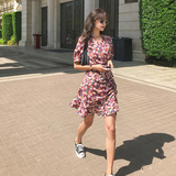 现货抽绳V领碎花安全裤套装连衣裙MMJ1068P90控价149，女装连衣裙，浙宝233