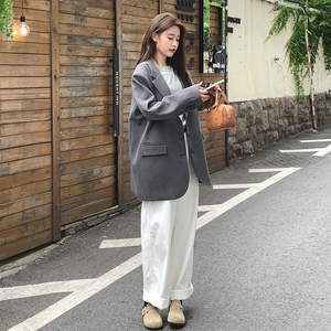 现货 韩剧女主古着棕色撞色扣西装MMJ5515-P115-K178 买家秀图片