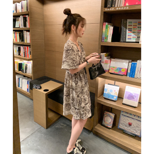 新款主推 【已出货】时髦抽象碎花抽绳连衣裙 MMJ2357 P105 K158图片