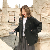 2023年现货春装oversize米白色机车皮衣MMJ003P130控189，女装皮衣，浙宝233