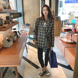 高级感炸街格子西装外套女春秋小个子2024新款设计感小众休闲西服图片