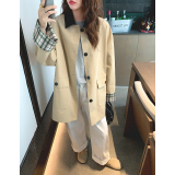 【现货】秋新款宽松格纹袖子拼接短款风衣外套MMJ8027-P170控248，女装风衣，浙宝233