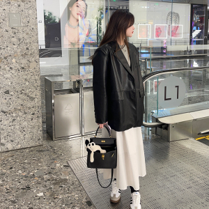 美拉德西装式皮衣外套女2025春秋新款时尚休闲流行爆款西服夹克图片