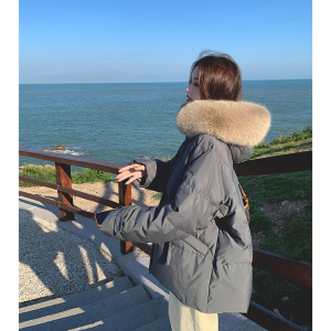 现货冬装韩版连帽带毛领羽绒服 MMJ2175-P255 398图片