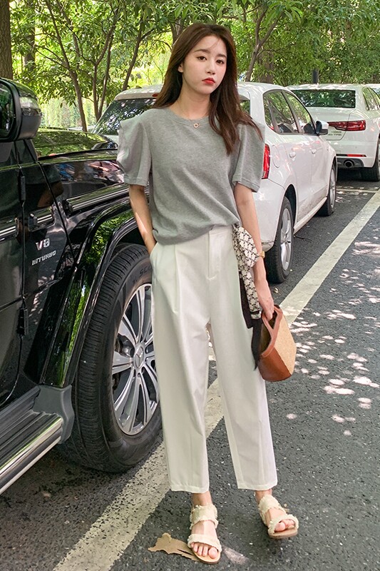 现货印花绑带丝巾休闲裤T恤套装MMJ2152P110控价168送丝巾,女装套装/套裙,浙宝233
