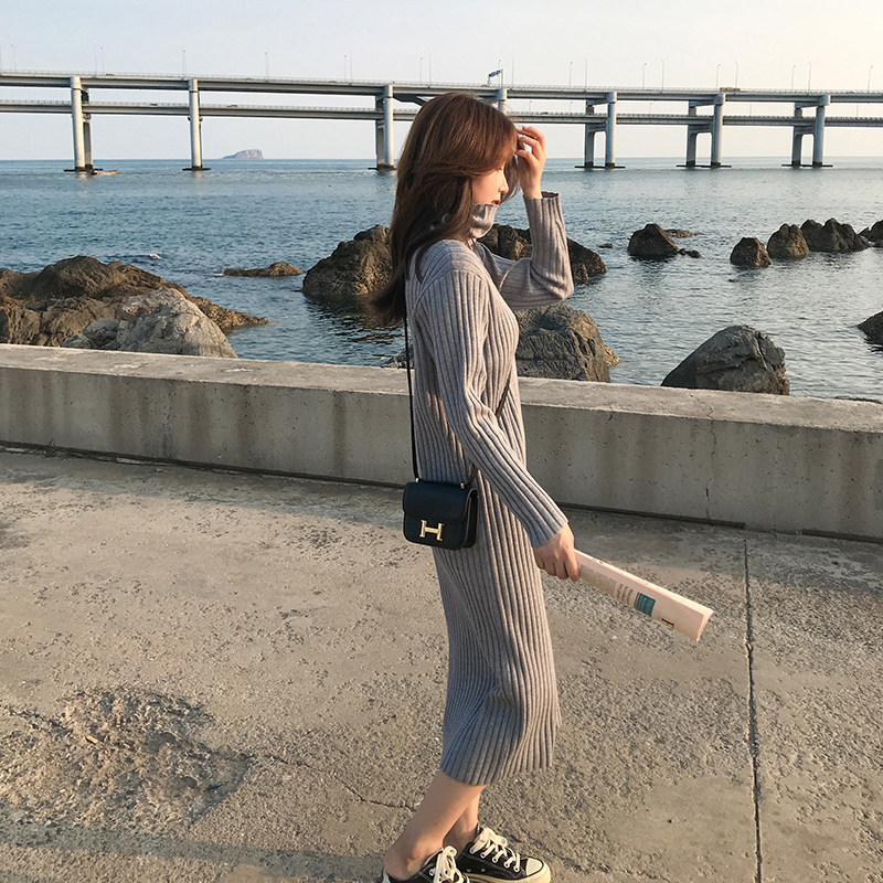 2020冬新款高领百搭毛衣连衣裙MMJ811P80控价119现货,女装连衣裙,浙宝233