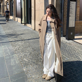 现货新款水洗棉里布廓形卡其色茧型长风衣MMJ7758-P165-K258，女装风衣，浙宝233