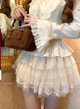 Lazy Didi纱织星辰 维多利亚多层梦幻蛋糕裙宫廷蕾丝网纱公主半裙