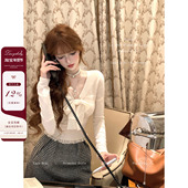 Lazy 上衣 系带蕾丝收腰长袖 Didi舒适底牌 精纺100绵羊毛打底衫