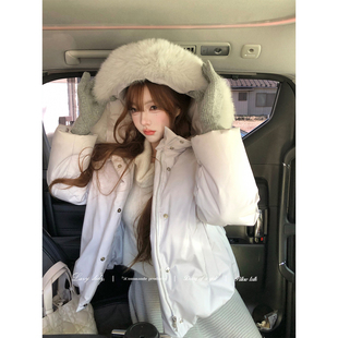 羽绒服保暖加厚外套 狐狸毛领90白鸭绒短款 Lazy Didi云朵小暖包