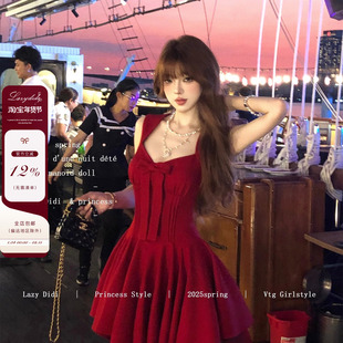 Lazy Didi玫瑰人生 四米裙摆公主裙蝴蝶结千金感无袖收腰连衣裙