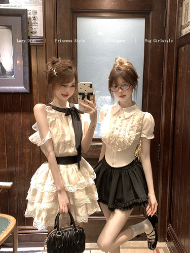 LazyDidi天鹅之梦12m大裙摆复古盛宴连衣裙甜美系带蕾丝娃娃裙