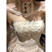 LazyDidi双生花 古着doll感提花绣珠鱼骨胸衣蕾丝立裁显瘦吊带