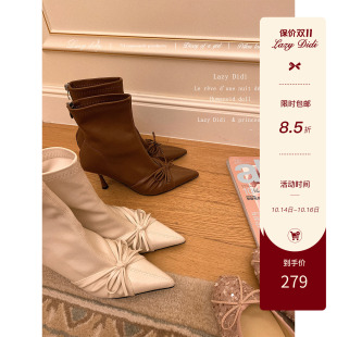 LazyDidi东京记忆【10/14新品】蝴蝶结三色短靴 中古百搭显腿细