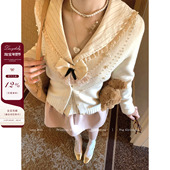 Lazy 上衣 手工钉珠毛衣重工开衫 Didi珍珠织梦 收腰花边海军领衬衫