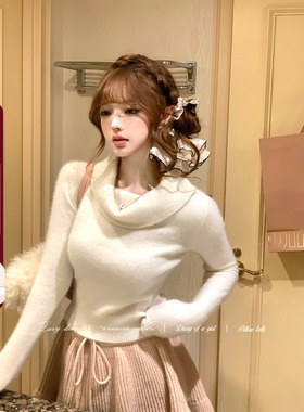 Lazy Didi诠释柔织 羊毛混纺浣熊纱高领发热毛衣修身内搭打底衫