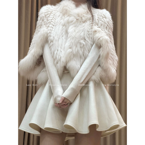 Lazy Didi少女轮廓 百搭神器高克重毛呢伞裙a字高腰大裙摆百褶裙