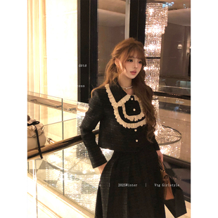 小香风粗花呢闪钻千金短外套高腰长半裙套装 Lazy Didi许你耀眼