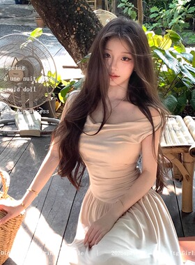 Lazy Didi生如夏花 姐姐感荡领针织长裙气质收腰高级感休闲连衣裙