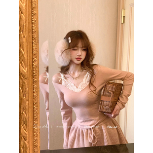 假两件蕾丝毛衣针织打底衫 秋冬绝美内搭 上衣 Didi温柔美学 Lazy