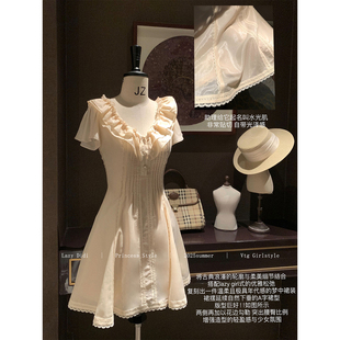 上衣手工压褶收腰小飞袖 Lazy 折角腰连衣裙 水光肌 Didi幻羽流光