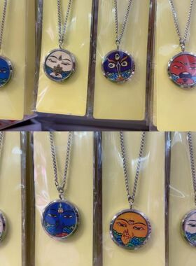 新款不锈钢圆形唐卡散装传统项链唐卡西藏创意金色唐卡礼品吊坠