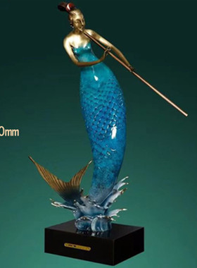 吹拉弹唱全铜美人鱼装饰品新中式高档家居摆件客厅玄关工艺品礼品