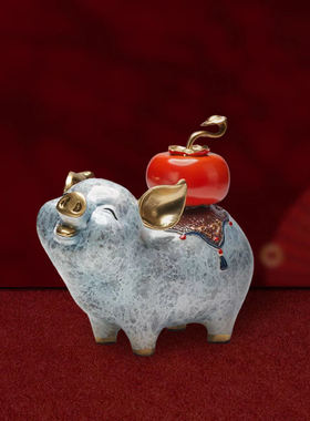 装饰品柿子猪中式诸事如意入户