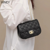 Viney包包2025新款 秋冬斜挎真皮女包休闲百搭时尚 通勤菱格链条包