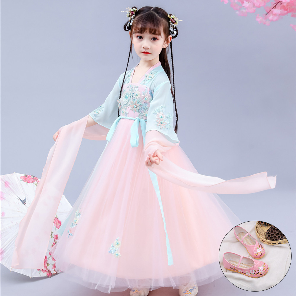 亲子装母女装洋气中国风汉服女童古装樱花公主汉服仙女装国风汉服
