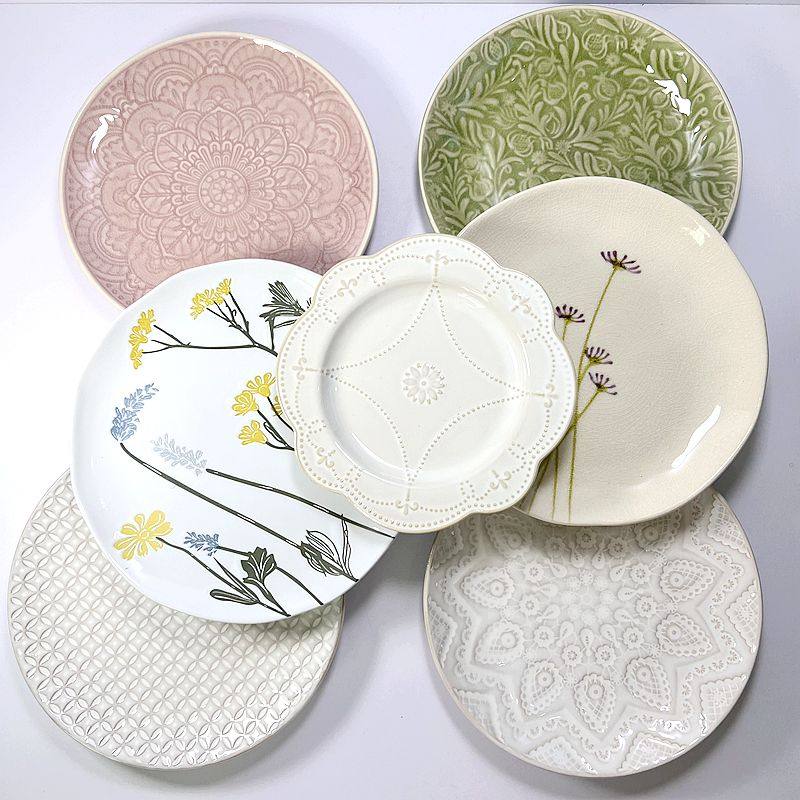 北欧陶瓷盘子复古浮雕花朵型餐盘高颜值家用水果零食盘早餐甜品盘,餐饮具,盘,淘宝优惠券,粉丝福利购,淘宝优惠卷