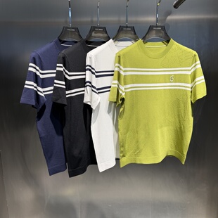 2026夏季新款欧货潮牌时尚圆领伊力特短袖针织衫男修身休闲T恤男