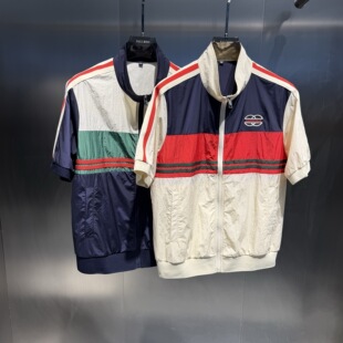 帅气半袖 2026夏季 潮 T恤男休闲百搭修身 拼色短袖 新款 潮牌立领时尚