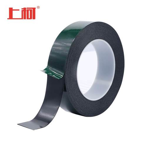 上柯A1454PE双面胶海绵胶带强力固定墙面贴镜子泡棉绿膜黑胶1cm*1