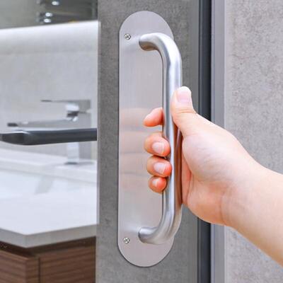 固乡加厚消防门把手不锈钢推拉板明装拉手扶手大圆拉手64*280mm