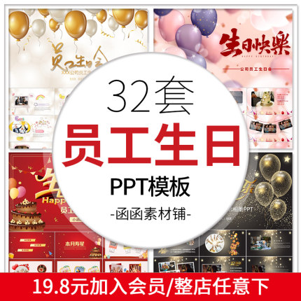 a722同事生日会ppt动态模板电子相册员工生日快乐活动派对聚会