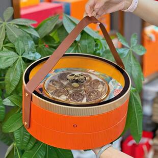 双层参茸滋补养生礼盒燕窝虫草五拼新款高档橙色通用包装盒金线莲