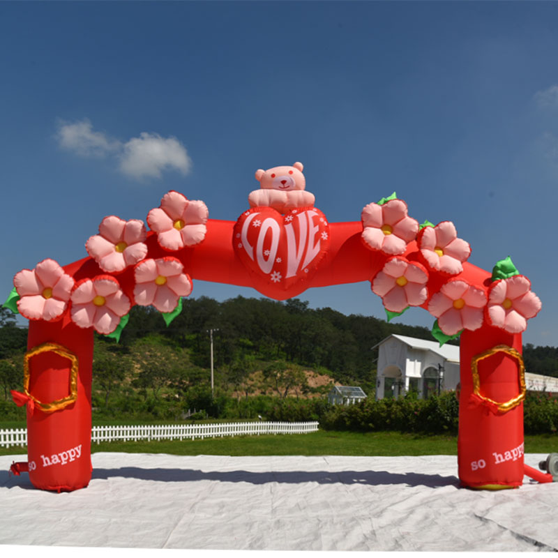 婚庆气模拱门定制开业充气拱门彩虹门开业道具气模心形充气拱门