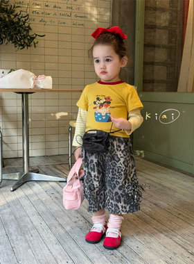 KIAI·26春~卡通条纹假两件长袖T恤861012