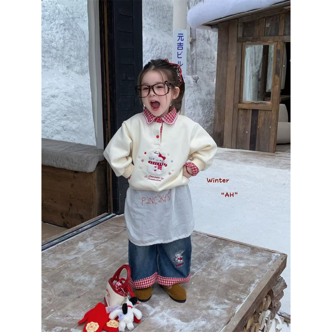 AH·25冬~翻领格子雪人加绒卫衣A98133