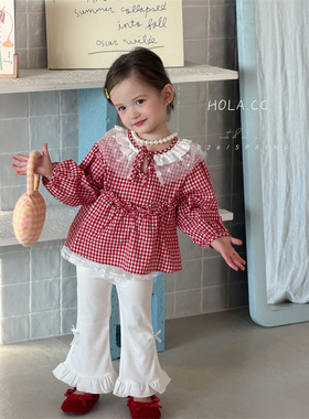 HOLA.CC·26春~花边领格子娃娃衫3162