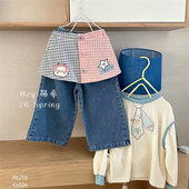 萌希·26春 拼色屁帘牛仔裤 K6006