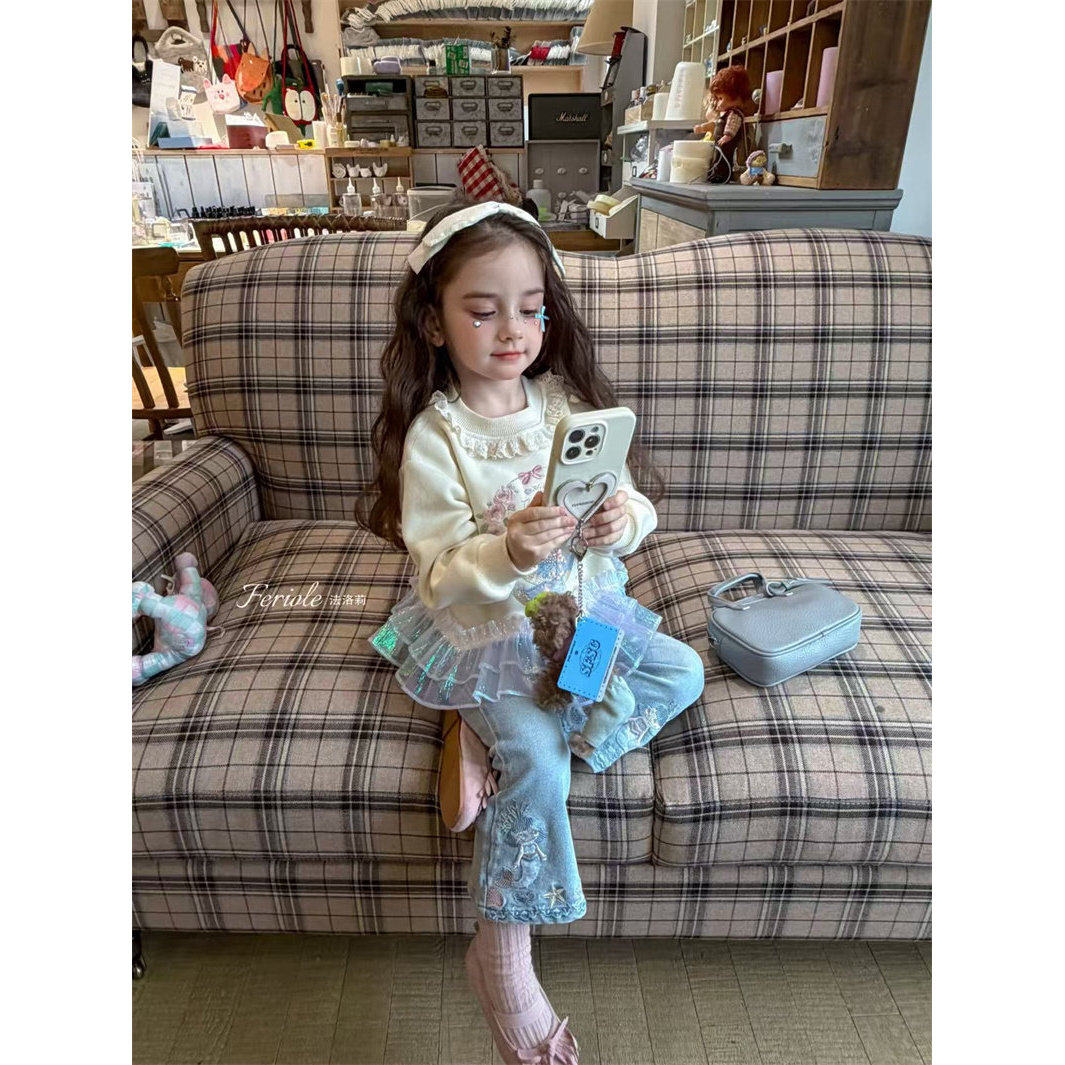 【美人鱼】FLL·26春~女宝宝春装刺绣微喇裤牛仔裤子54029,童装/婴儿装/亲子装,儿童牛仔裤,淘宝优惠券,粉丝福利购,淘宝优惠卷