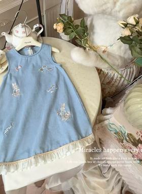 FLL·26春~卡通刺绣牛仔连衣裙54199
