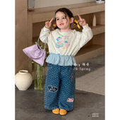 萌希·26春 小女孩纱纱边T恤M6310