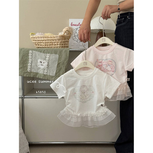 釉兮·26夏~木耳边花边短袖K5850