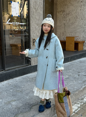 LJ·25冬~双色连帽大衣91673（不能机洗、只能干洗）