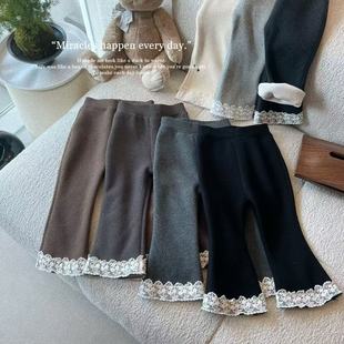 BZNL·25冬 6122 蕾丝花边微喇裤