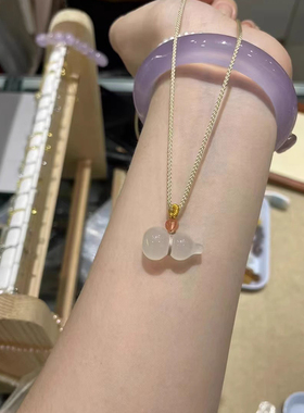 福禄天然冰种玉髓葫芦吊坠 平口玉石葫芦挂坠宝宝女士拇指葫芦