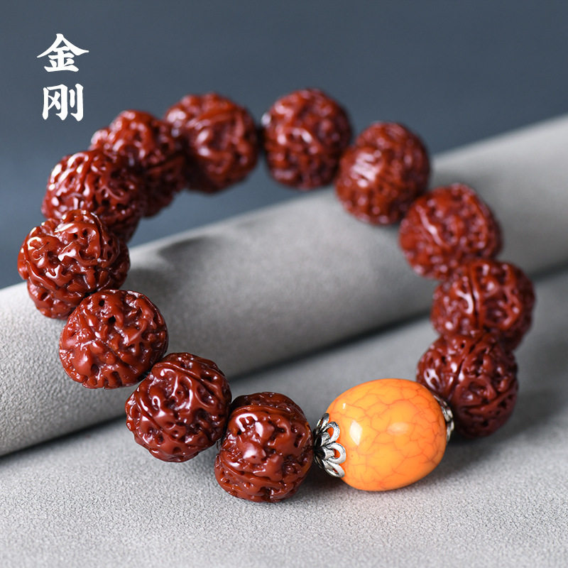 尼泊尔大金刚机刷玉化菩提菩提籽仿蜜蜡佛珠手串男士民族风